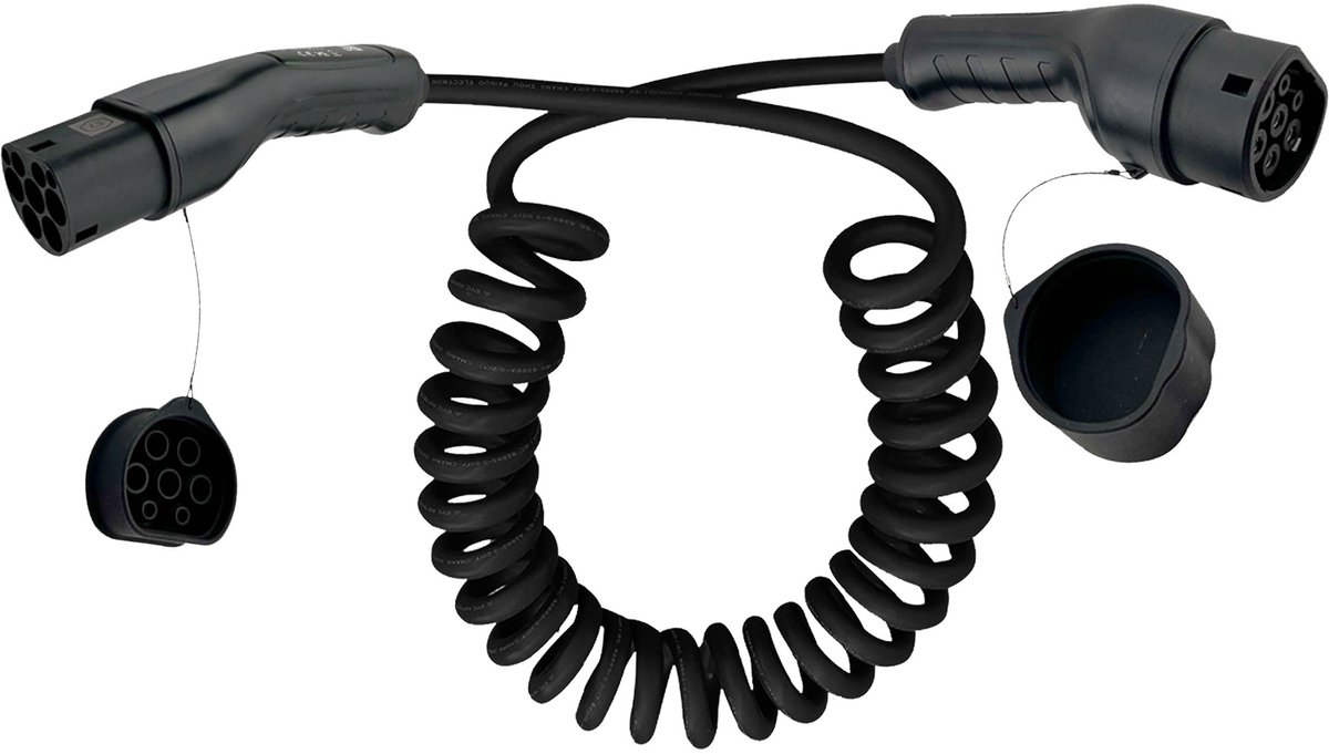 InLine® EV spiraalvormige autolaadkabel 11kW type 2, 3-fase, 7,5m