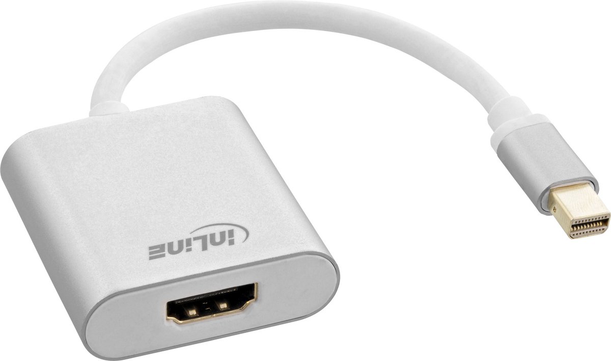 InLine® Mini DisplayPort HDMI converter kabel, aluminium, wit, 4K/60Hz