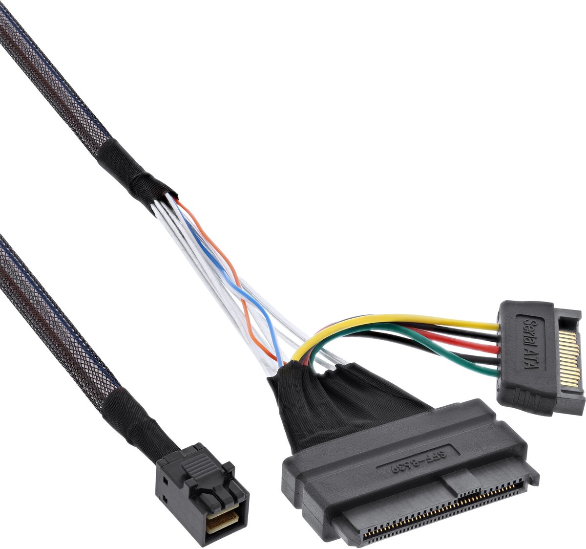 InLine® U.2 kabel, SSD met U.2 (SFF-8639) naar SFF-8643 + voeding, 0,5m