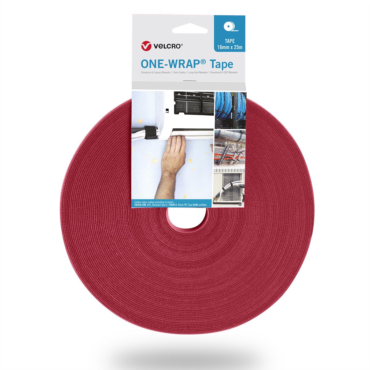 VELCRO® One Wrap® Klittenband - 25 mm breed - 25 meter - Rood