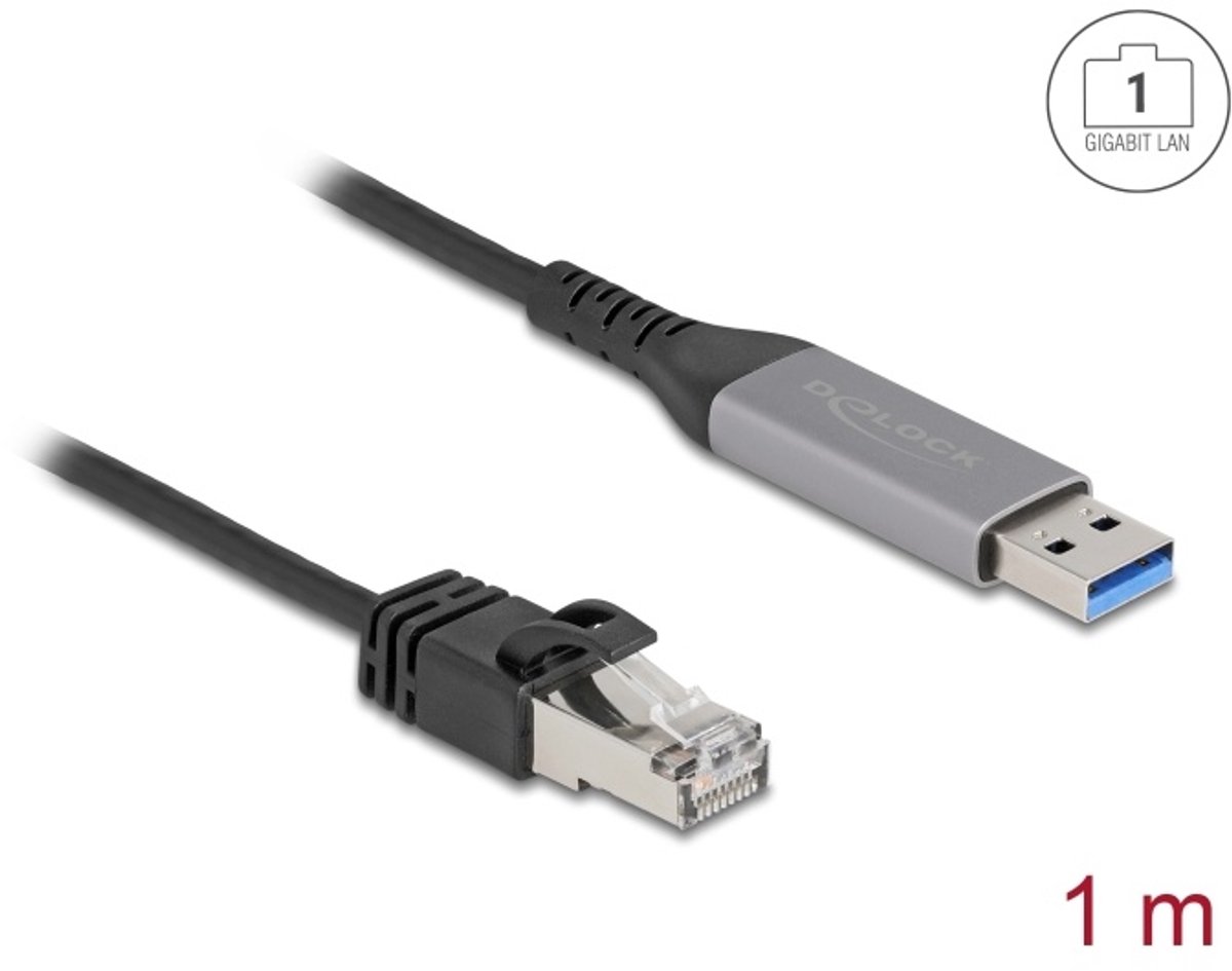 Delock USB LAN Cable USB Type-A to RJ45 Gigabit Ethernet 1 m