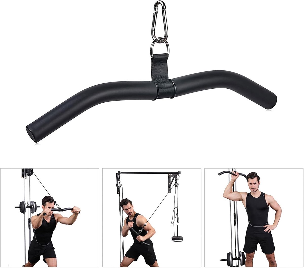 Kabel Machine Handvat - Fitness Greep - Kracht Training - Antislip Grip - 51 cm - Zwart