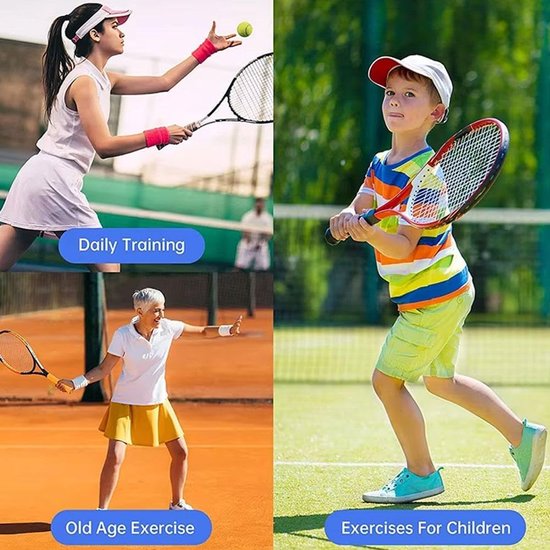 Tennisbal Trainer - Solo Oefenbal - Tennisvaardigheden Verbeteren - Verzwaarde Stabiele Basis - 400cm Koord - Zwart — afbeelding 4