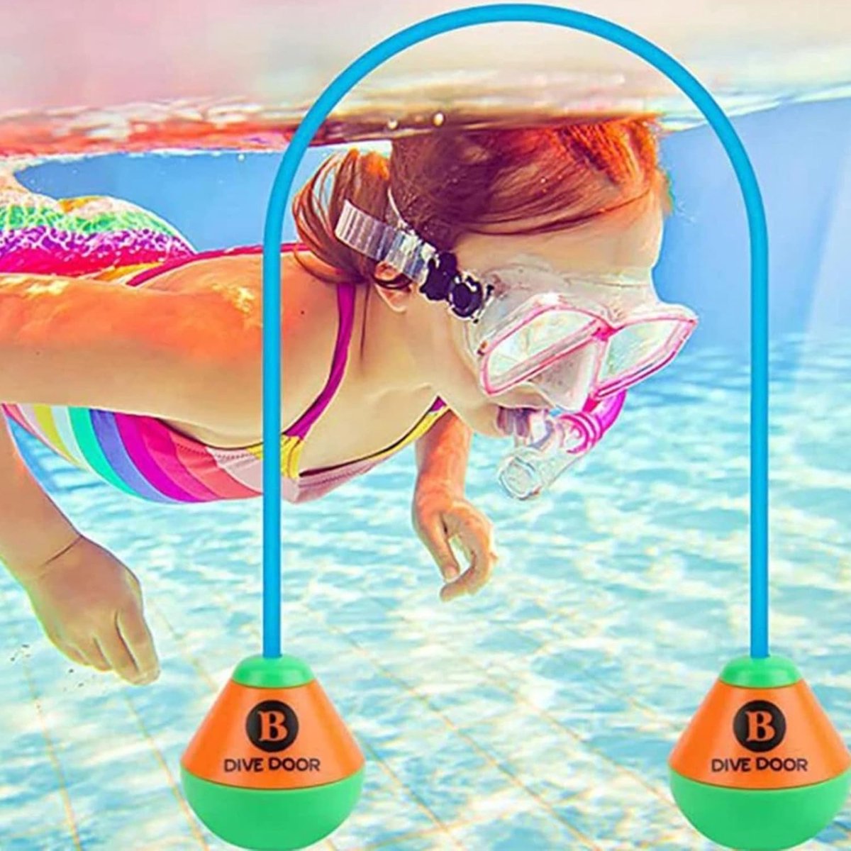 Zwemspeelgoed voor kinderen - Duikdeur waterspel - Onderwater plezier - Vormt boog - 1.5 meter - Blauw Oranje – foto 3