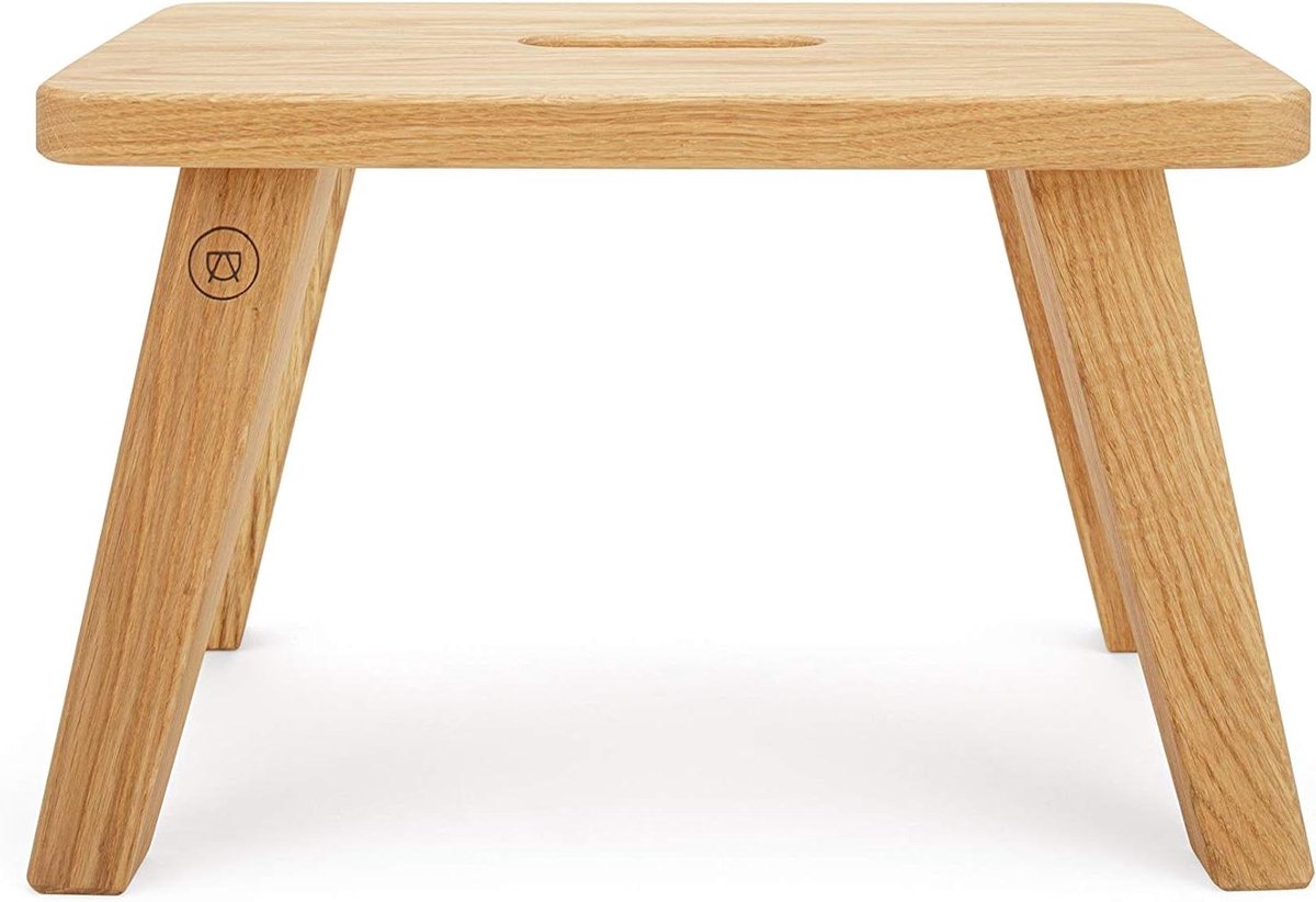 Voetenbord Emil - Opstapkruk bijzettafel - Extra zitplaats - Handgemaakt massief hout - 35 x 22 x 22 cm - Geel