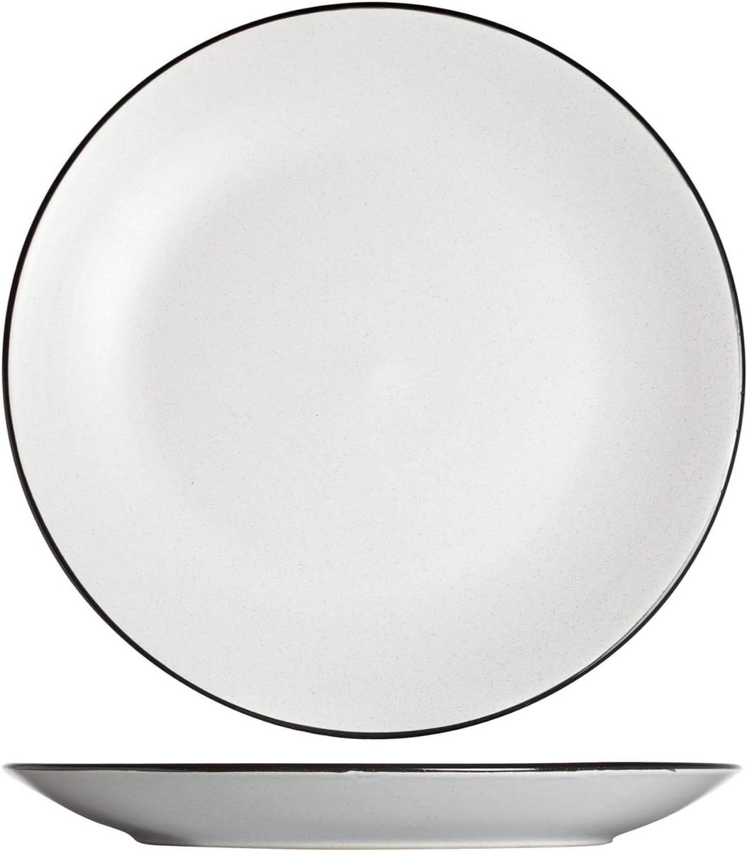 Dinersborden Set - Servies Borden - Eten Serveren - Vaatwasserbestendig - 6 stuks ø 27 cm - Wit met stip