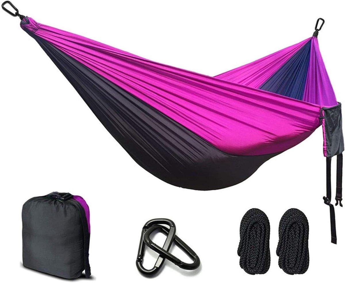 Kampeerhangmat - Twee persoons - Buiten ontspannen - Inclusief karabiners - 260 x 140 cm - Donkergrijs Paars