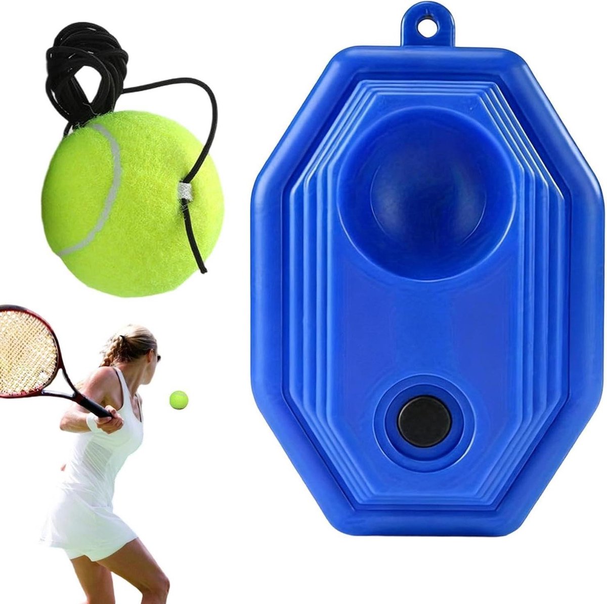 Tennistrainer - Solo oefenapparaat - Balcontrole verbeteren - Elastische bal - 21 cm - Diamant