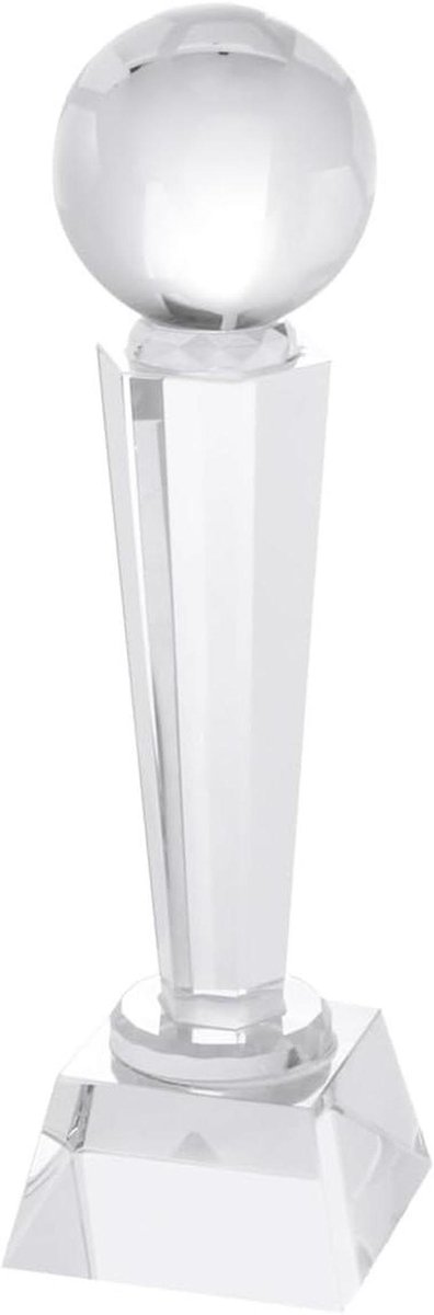 Voetbal Trofee - Prijs Beker - Wedstrijd Prijzen - Kristal Kwaliteit - 24 cm Lengte - Transparant