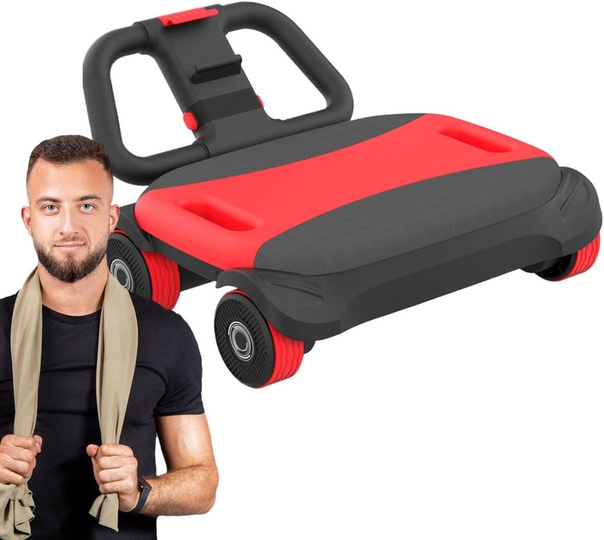 Buikspierroller - Core Trainer - Buikspieren Trainen - Automatische Rebound - 40x40x10 cm - Rood