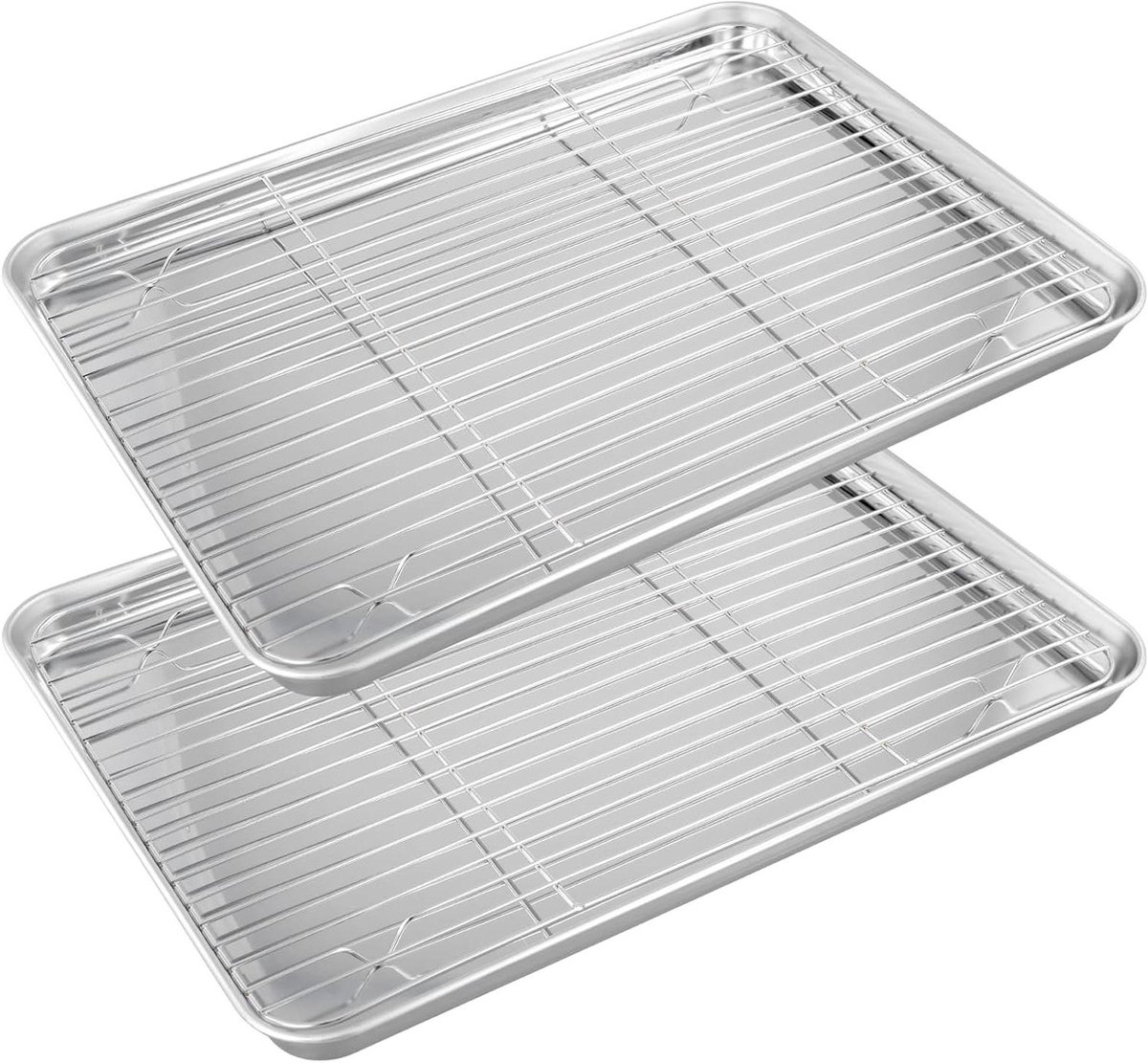 Bakplaat met Rooster - Ovenplaat Taartplaat - Bakken en Afkoelen - Roestvrij Staal - 405 x 305 cm - Zilver