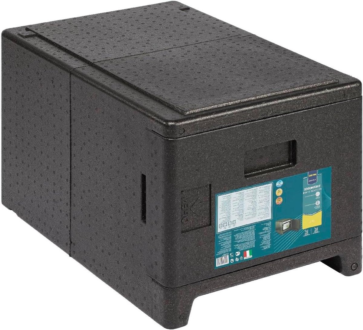 Thermobox GN 1/1 - Voedselcontainer - Voedsel Transport - Opening aan voorkant - 49 Liter - Zwart