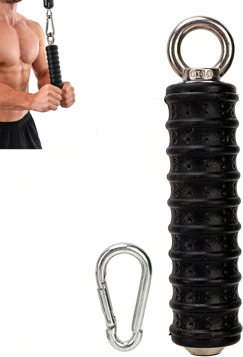 Enkele handgreep - Kabel accessoire - Kracht training - Gietijzer constructie - 173 cm - Zwart