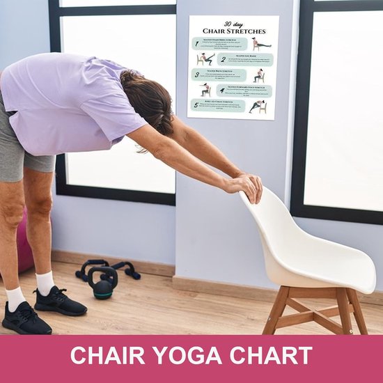 Yoga Chair for Seniors, 30 Days Fitness Poster, Chair Yoga Book - for Adults Travel Morning Working Family Friends Bodybuilding Sports Athletes Strength Training — afbeelding 5