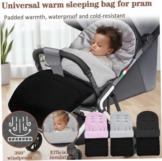 Kinderwagen voetenzak - Baby deken - Baby warm houden - Waterdicht winddicht - 40 x 35 cm - Grijs — afbeelding 3
