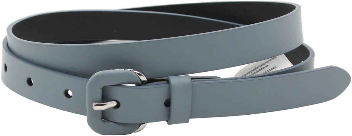 Blauwe smalle dames riem 2 cm leer met beklede gesp - Leer - Smalle riem - Casual - Maat 85