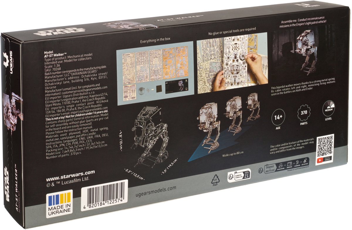 UGEARS 3D Modelbouw - At-St Walker - Star Wars - Mechanisch Bouwpakket Hout - Educatief Speelgoed — afbeelding 11