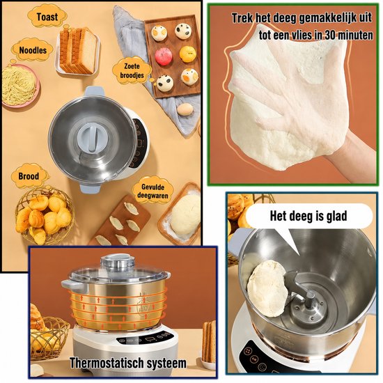 Seth Select Deegmachine 7L - Kneed machine - Deeg Mixer met Gisting Functie 25-38 ° C/77-100 ℉ - Elektrische kneedmachine - Deegmaker van Seth Select — afbeelding 4