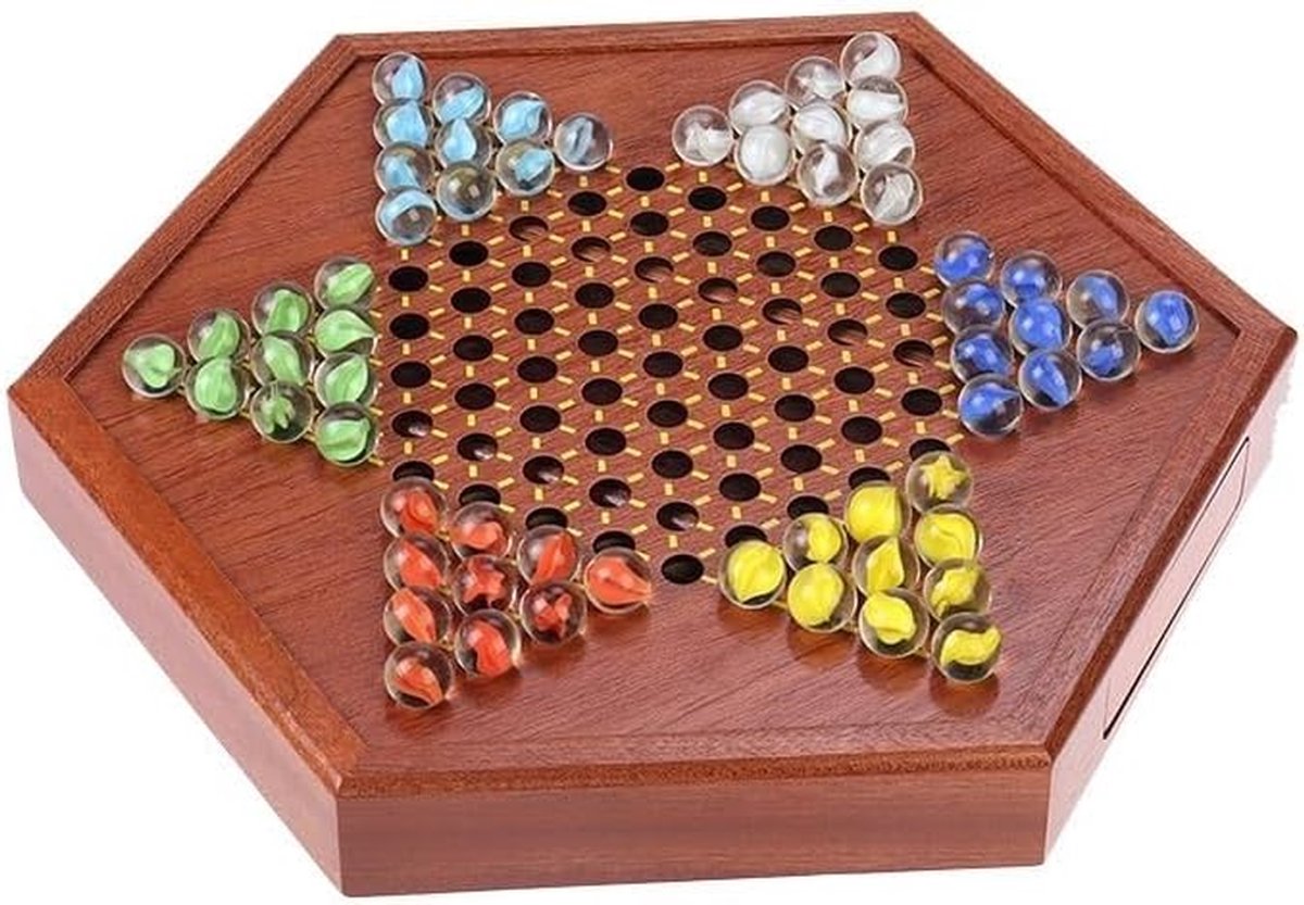 Schaakspel Damesbord - Strategie Spel - Familie Spelletjes - Magnetische Stukken - 32cm Bord - Gekleurde Kralen