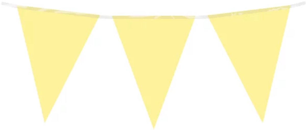 10 meter vlaggenlijn - Pastel geel - 15 vlaggen - Plastic voor binnen & buiten - 30 cm vlaggen - Herbruikbare slinger