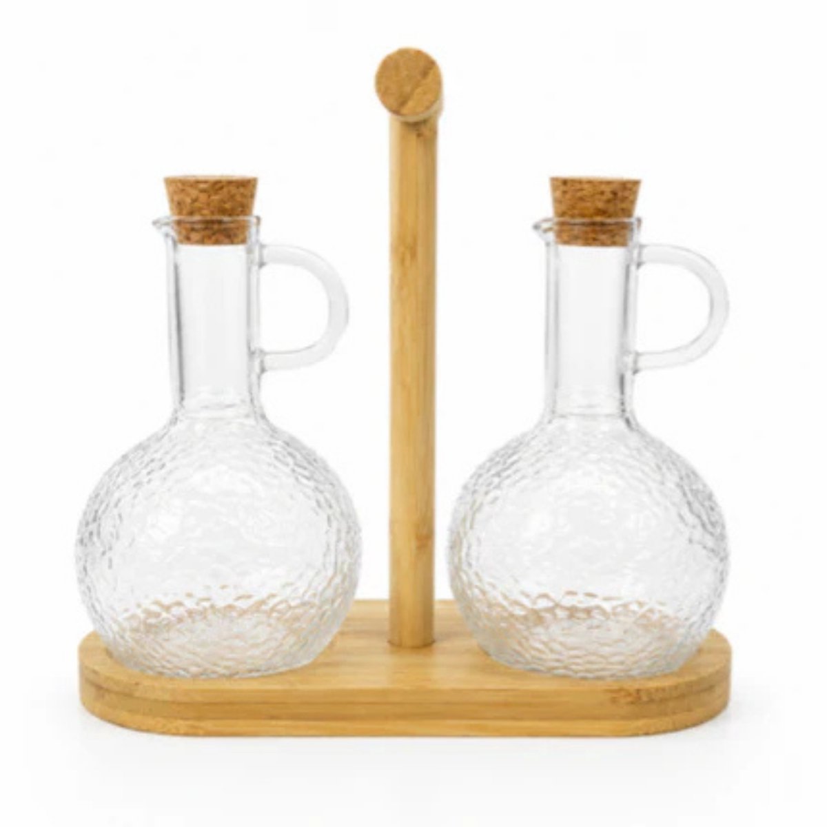 Homestar - Olijfolie fles - Olieflessen met Houten Houder-Set van 2-350ML