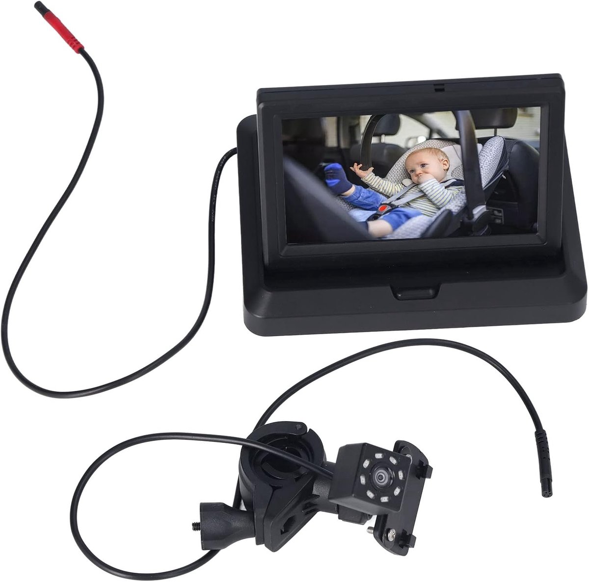 Baby Autocamera - Babycamera Achterbank - Veilig Rijden - Groothoek Nachtzicht - 5 Inch Monitor - Zwart