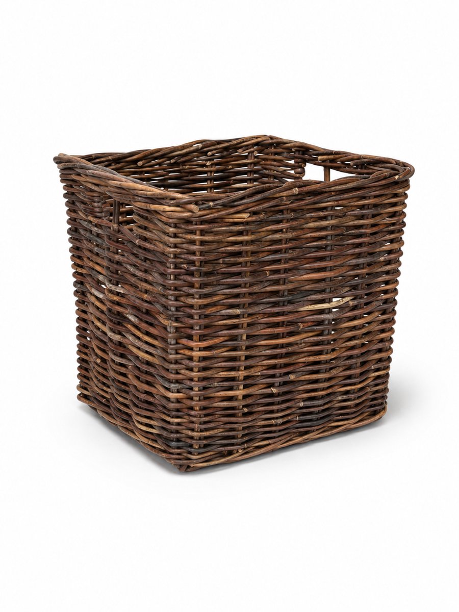 Vierkante Rotan Mand - Antiek - 30x30xH30 cm - Kastmand - Opbergmand