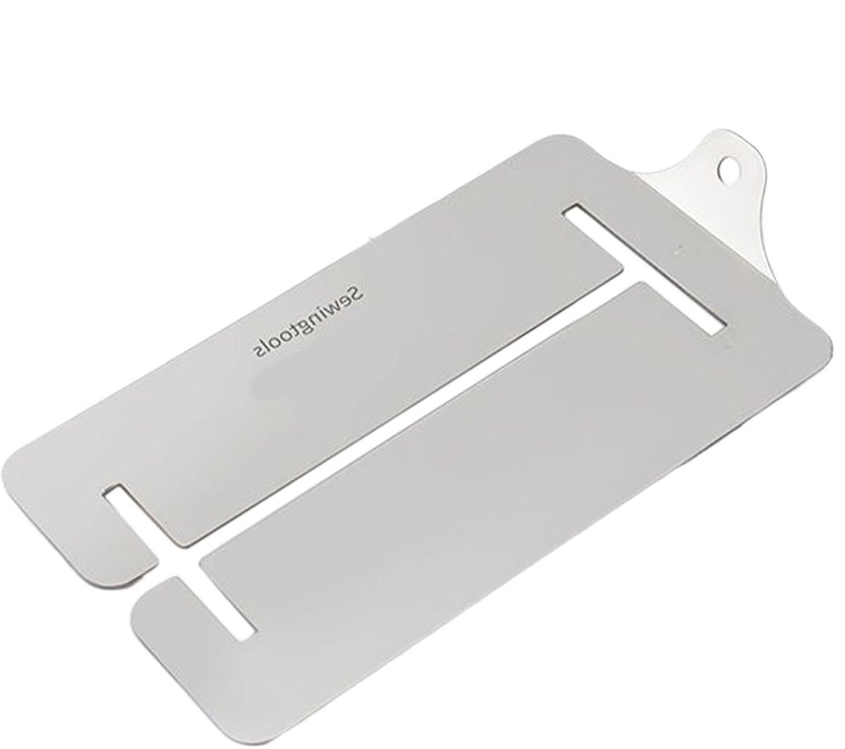 Metalen naaiklem - Zoomklem liniaal - Naden markeren - Tweetraps naadgeleiding - 11 x 7 x 2 cm - Zilver