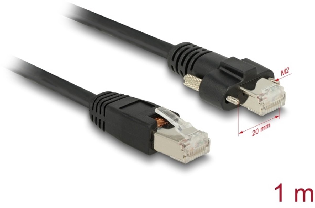 DELOCK Kabel Cat.6 RJ45-St > RJ45-St m. Schrauben SSTP 1.0m