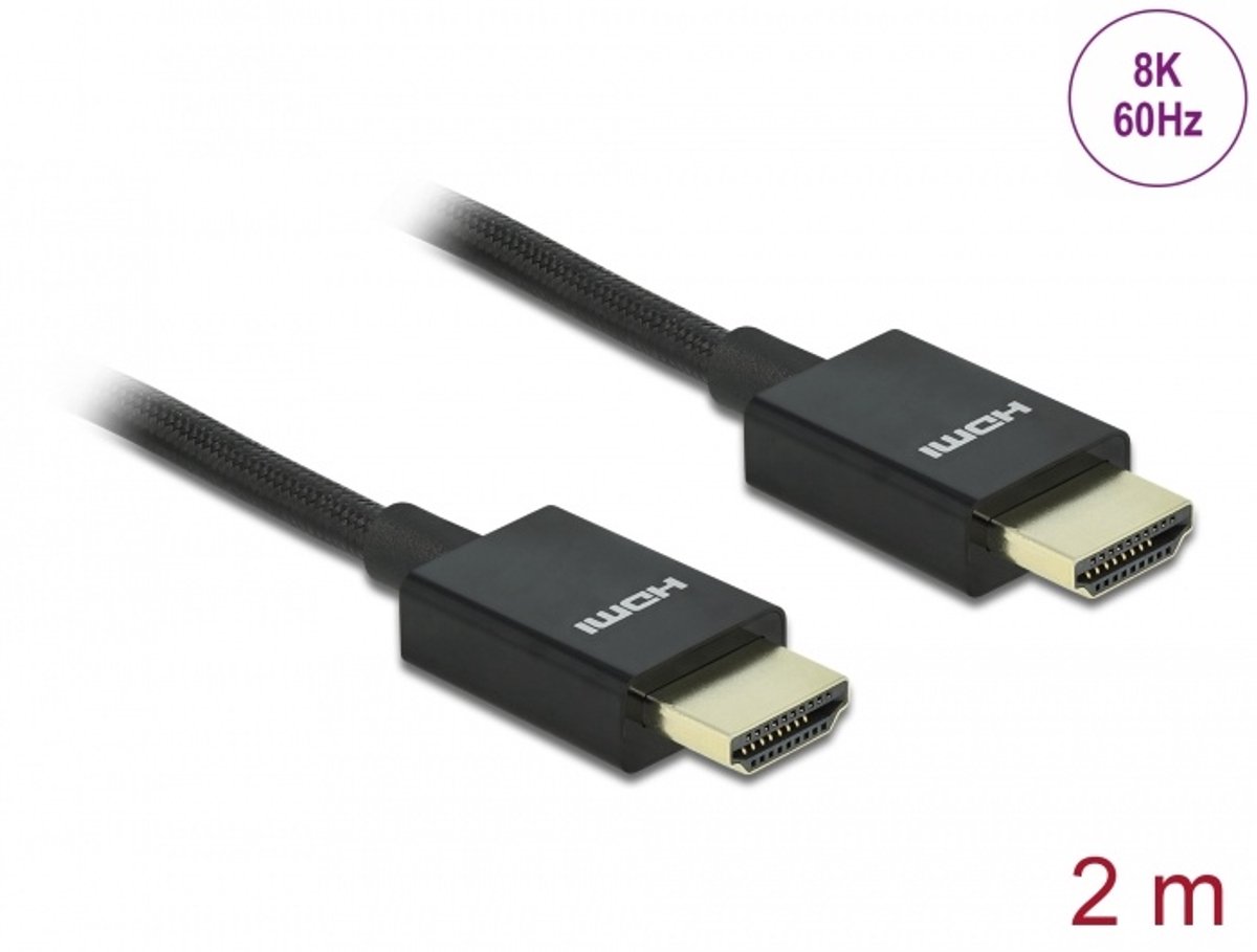Coaxiale hoge snelheid HDMI -kabel 48 Gbps 8k 60 Hz zwart 2 m
