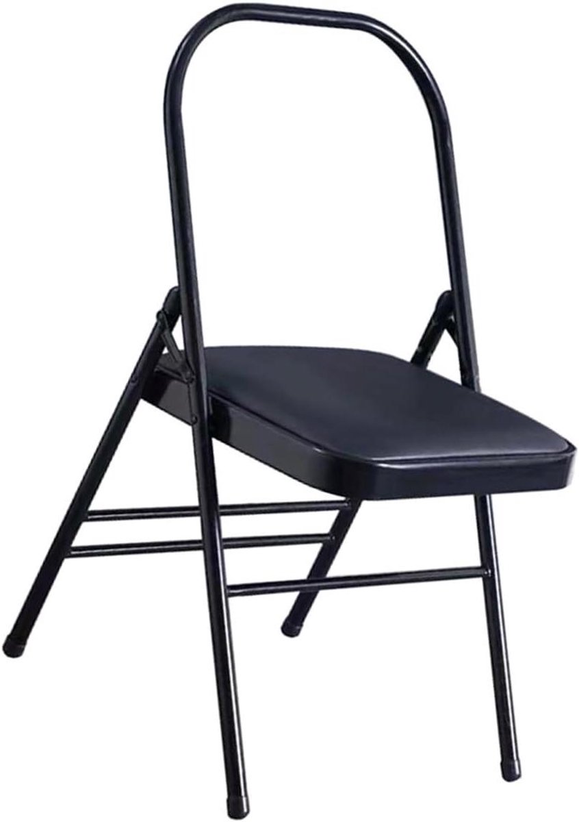 Yogastoel Hulp - Opvouwbare Stoel - Oefeningen Ondersteunen - Stabiel Staal Frame - 1.4mm Dikte - Zwart