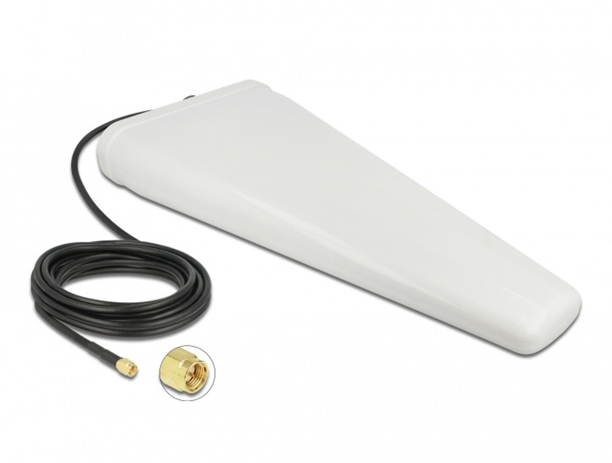 LTE -antenne SMA -plug 9 - 11 dB directioneel met verbindingskabel (RG -58, 5 m) witte buiten