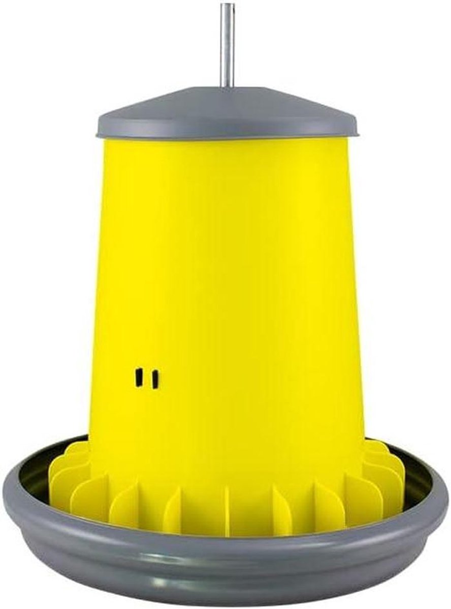 Voederbak Kippen - Voerautomaat - Dieren Voeren - Anti-VUIL Ribbels - 20 Liter - Geel