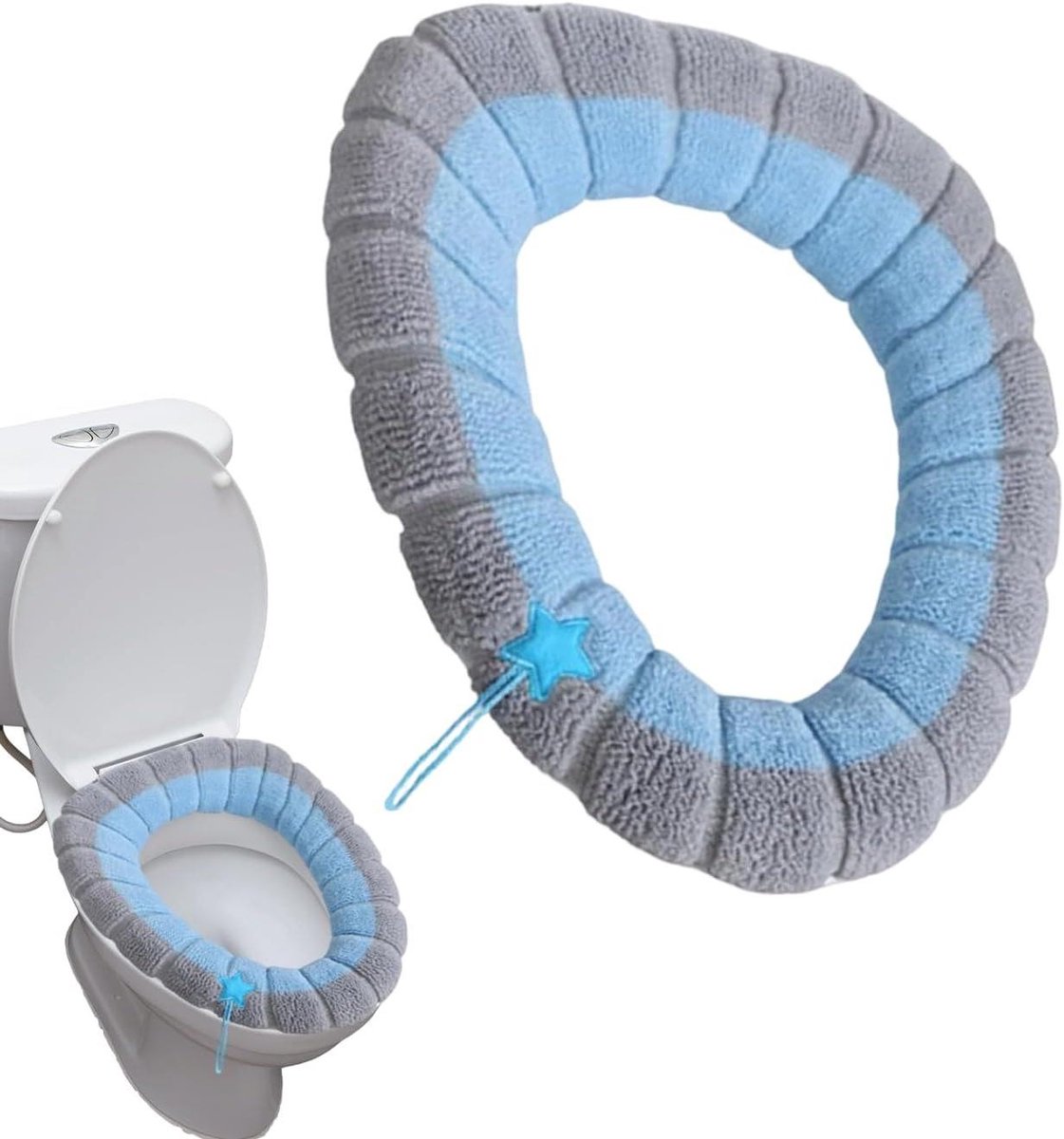 Wc-brilhoes - Toiletzitting - Badkamer Comfort - Verwarmend en Zacht - 42 x 32 cm - Blauw