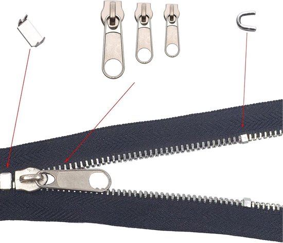 Rits reparatieset - Universele rits - Kleding herstellen - Dubbelzijdig ontwerp - N.v.t. - Zilverkleurig — afbeelding 5