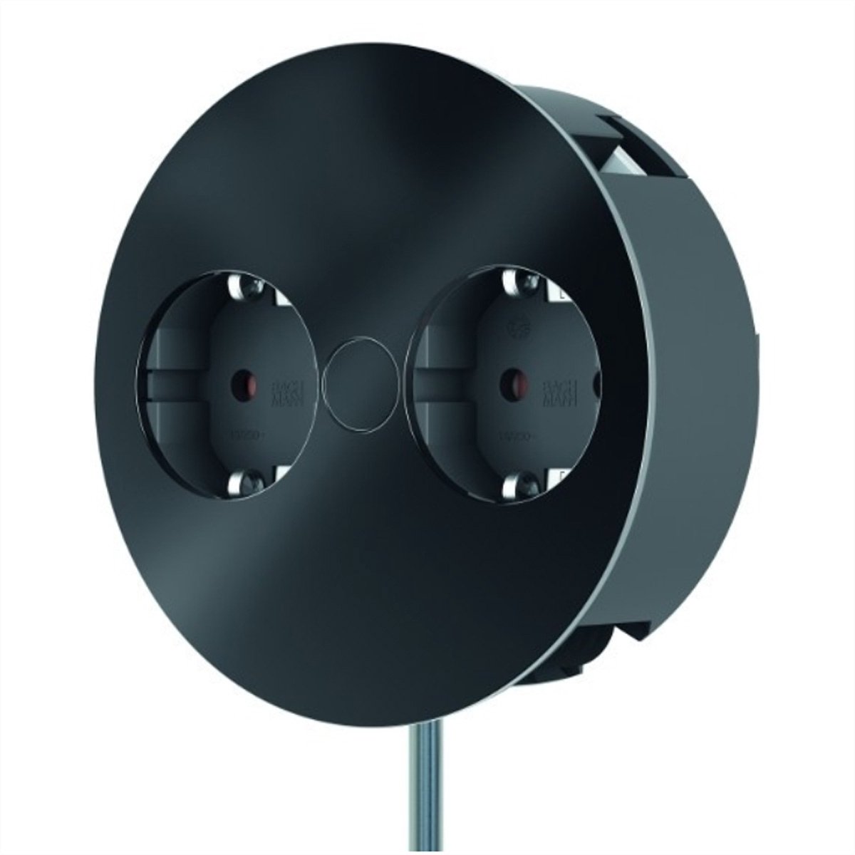 Bachmann Twist - Inbouw stopcontact - 2x 230V - matt zwart - 2 meter aansluitsnoer