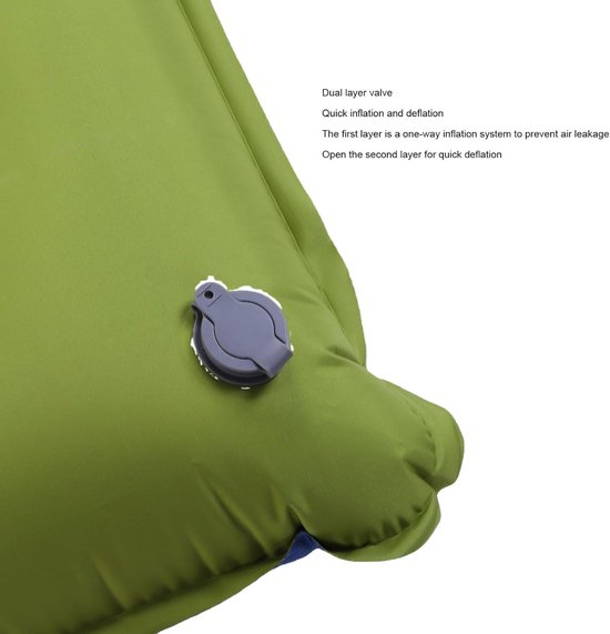Slaapmat Zelfopblazend - Kampeermat Kussen - Outdoor Kamperen - Met Ingebouwde Pomp - 190x65cm - Groen — afbeelding 3