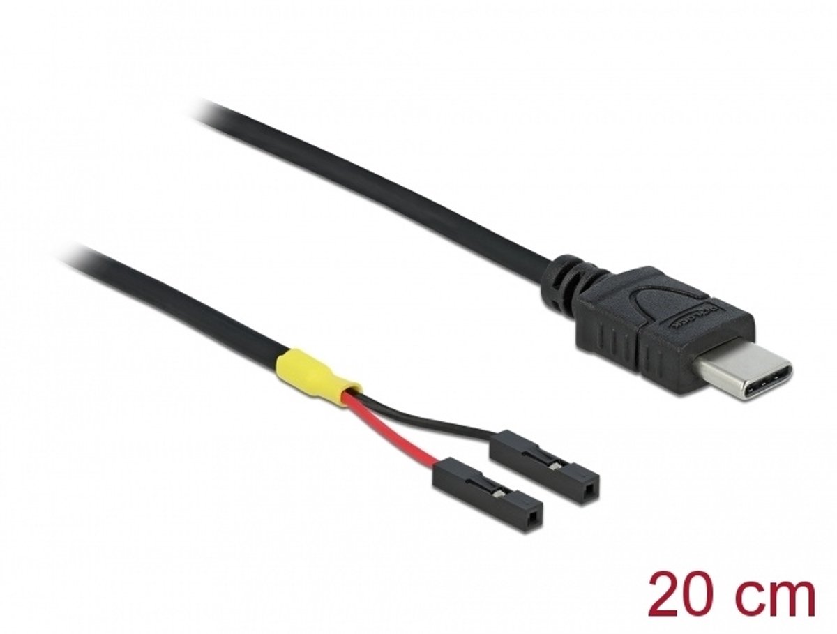 USB kabel Type-C mannelijk> 2 x Pin header vrouwelijk afzonderlijk vermogen 20 cm