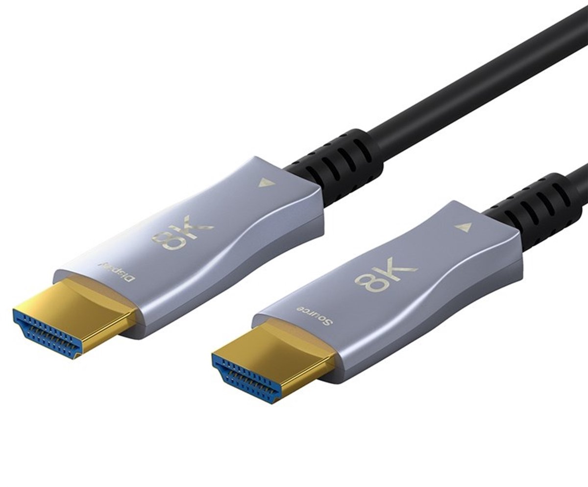 Actieve HDMI 2.1 Kabel - 8K 60Hz - Verguld - 20 meter - Zwart/Zilver