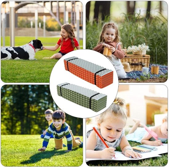 Kampeer Mat - Slaapmat Buiten - Outdoor Slapen - Dubbelzijdige Isolatie - 190x61x2 cm - Zilver Oranje — afbeelding 5