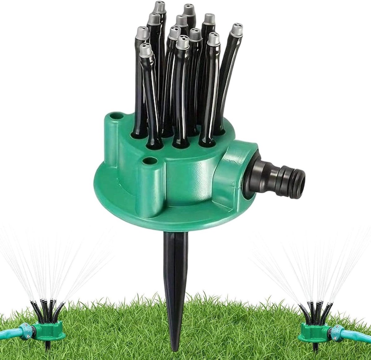 Gazonsproeier - Water sproeier - Tuin bewateren - 360 graden rotatie - 11 cm hoog - Zwart groen