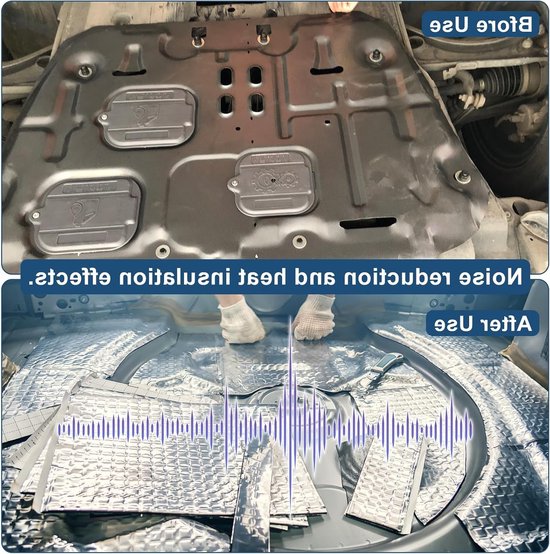 Set van 5 Geluidsisolatiematten voor Auto, 25 x 18 cm, Zelfklevend, Aluminium Butyl, Vervangingsisolatie voor Brandwerend, Vochtbestendig en Waterdicht — afbeelding 4