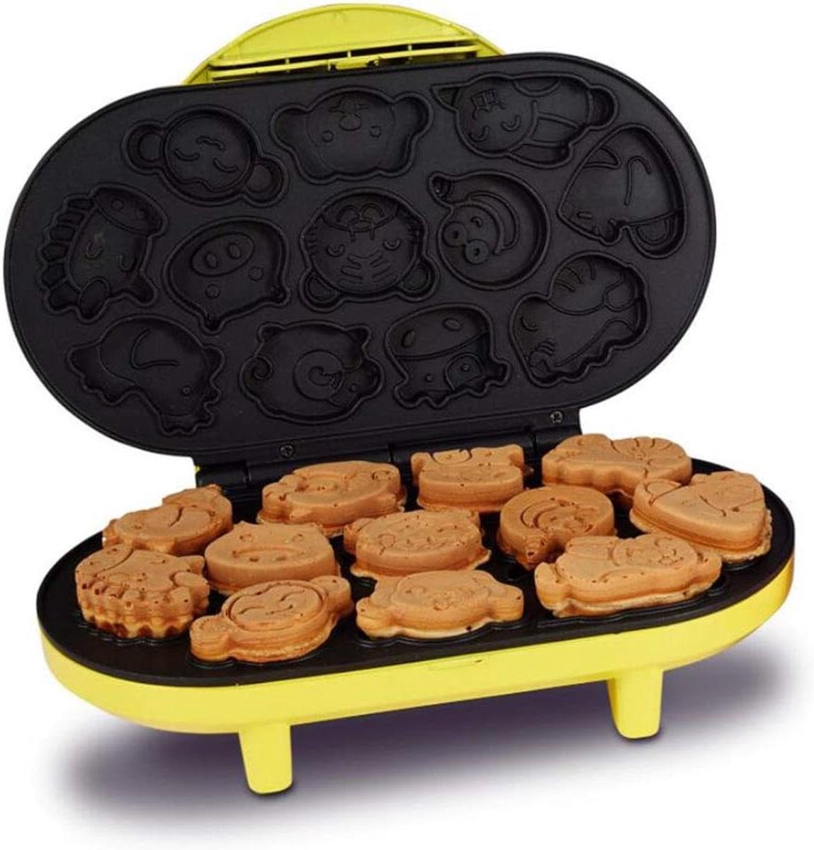 Cupcake Maker - Wafelijzer Cartoon - Ontbijt Maken - Dubbelzijdig Verwarmen - 12 Stukken - Geel