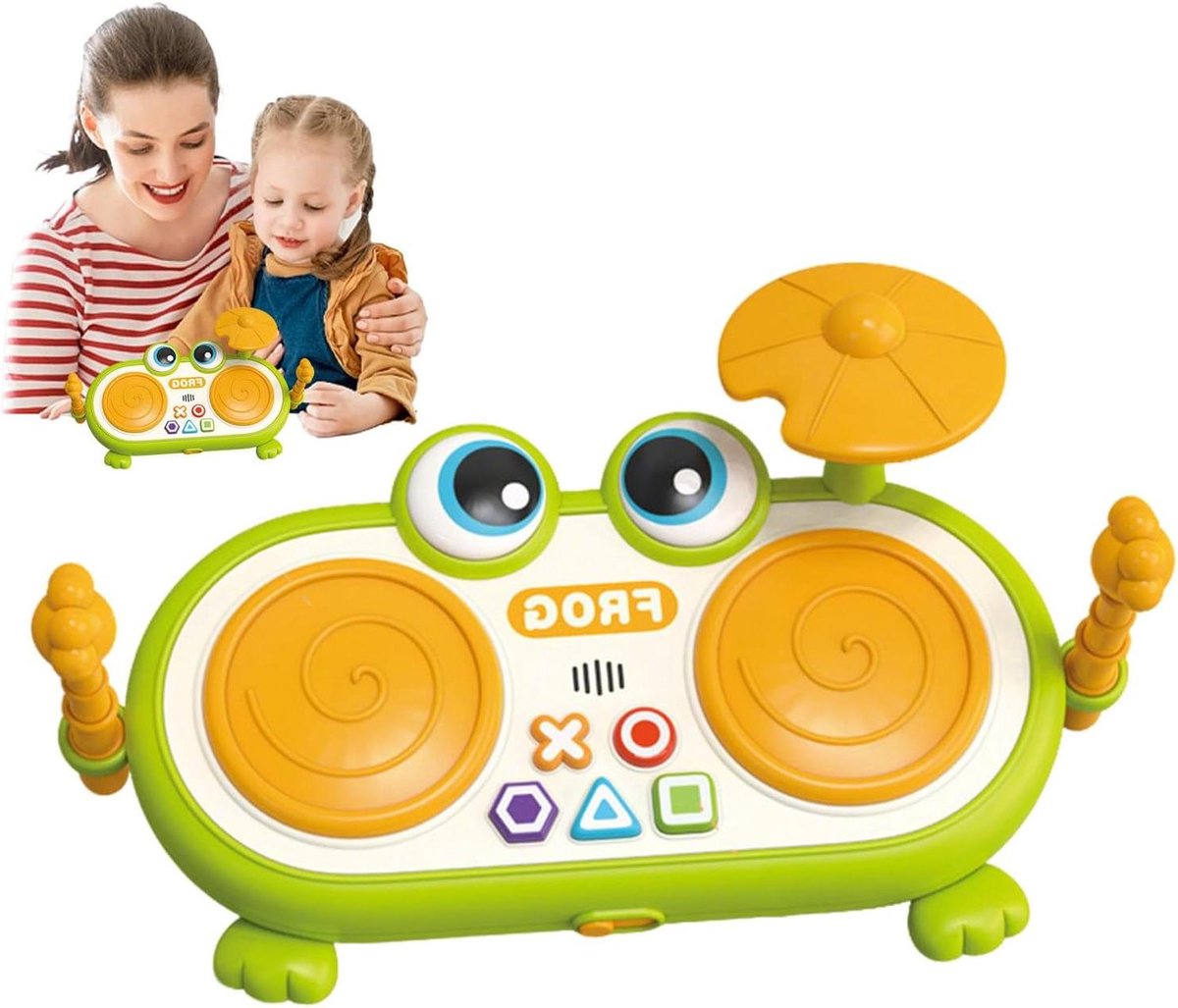 Muziekspeelgoed Baby - Trommelset Kinderen - Ritmische Ontwikkeling - Met Licht Kikkerdesign - 317 x 113 x 215 cm - Uniek