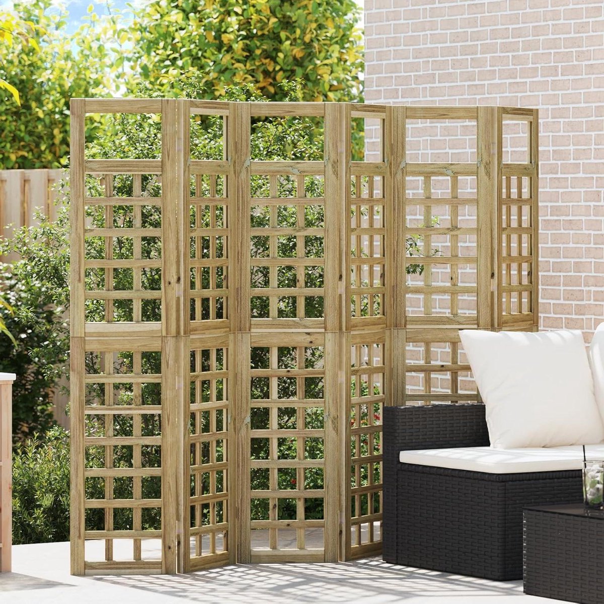 Inkijkbescherming Tuin - Houten Scherm - Creëer Privacy - Elegante Roosterdesign - 6 Panelen - Bruin