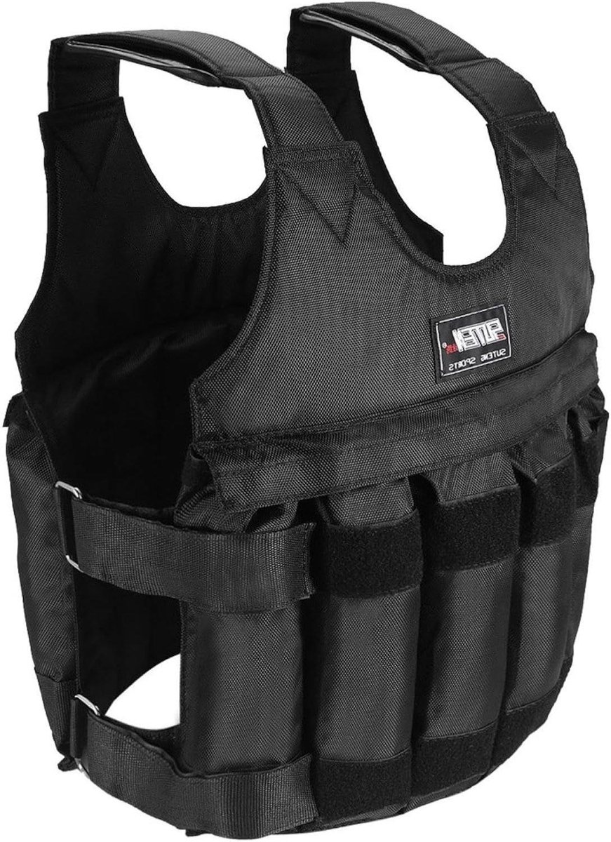Verstelbaar Gewichtsvest - Fitnessvest Krachttraining - Intensievere Training - Reflecterende Strepen - tot 50 kg - Zwart