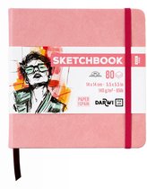 Darwi DFY - Schetsboek - 14 x 14 cm - 140 g - Roze- 80 vellen