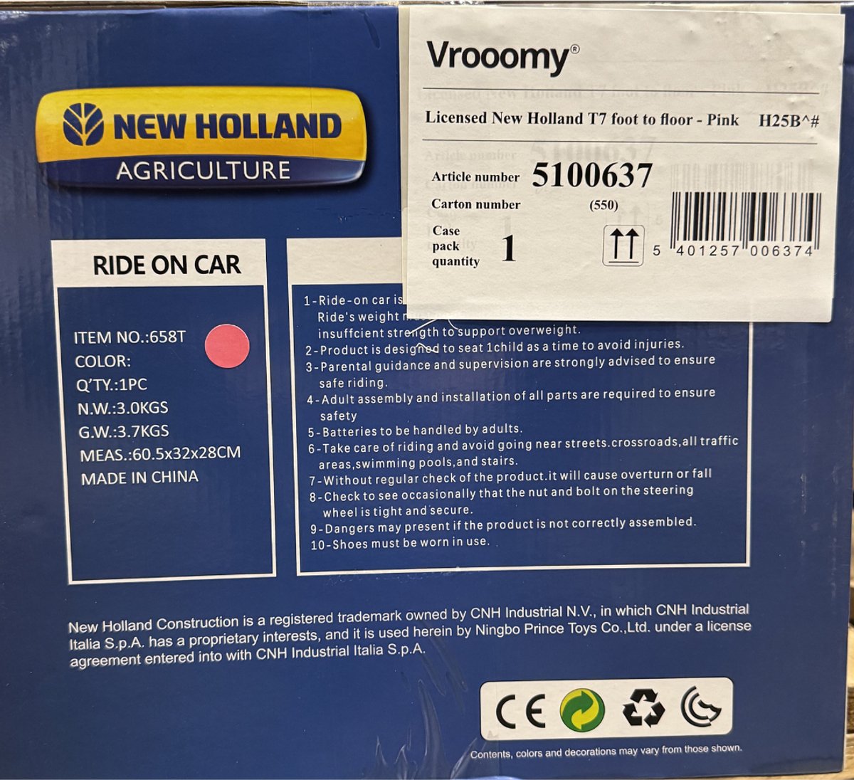 New Holland Loopauto Tractor 1 tot 3 jaar – Officieel Gelicentieerde Speelgoed Tractor met Aanhanger, Koplampen & Toeter – Buitenspeelgoed Peuter met Hark, Schep & Opbergbox – Roze — afbeelding 7