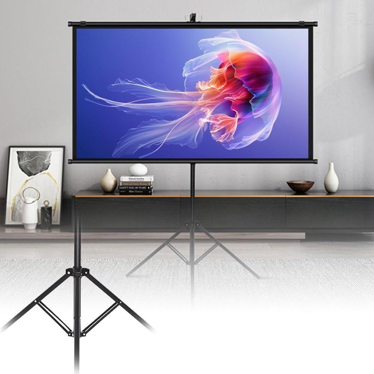 Draagbaar Projectiescherm - Filmscherm Statief - Thuisbioscoop Creëren - In hoogte verstelbaar - 60 Inch 16:9 - Wit