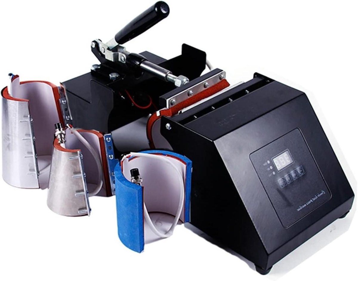 Mok Pers Machine - Warmtepers Printer - Mokken Personaliseren - 4-in-1 Systeem - 6-17OZ Mokken - Zwart